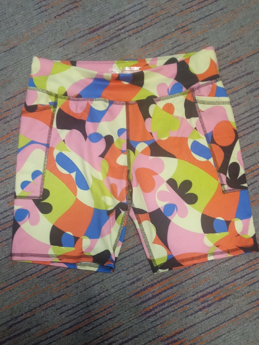 Athletic Works Multicolor Floral Print Shorts - Pink, Green, Orange, Blue